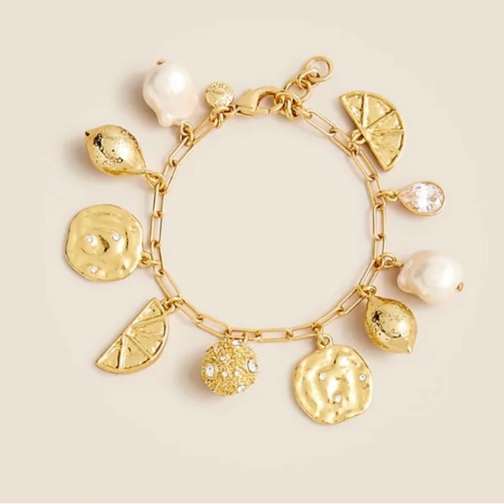 J Crew-NWT-Nautical Lemon Charm Bracelet-Gold Tone